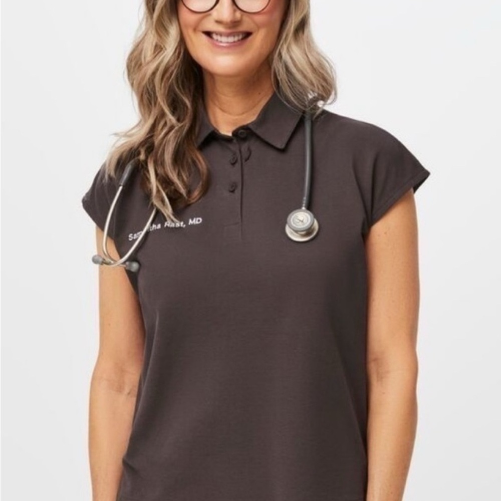 FIGS PRO PIQUE POLO + WIDE LEG SCRUB TROUSER SET  in Willow